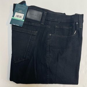 NWT Mens Perry Ellis Black Slim Fit Stretch Straight Leg Low Rise Jeans 34 x 30
